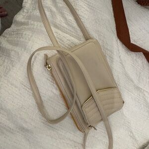 Kim Rogers Cream Quilted Accent Crossbody with Gold Trim